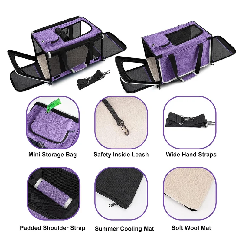 Factory Custom Carrying Bag for  Dog Travel Kennel Ventilated Softside Pet Carrier for  Large Kitty Transport Cage with Cover