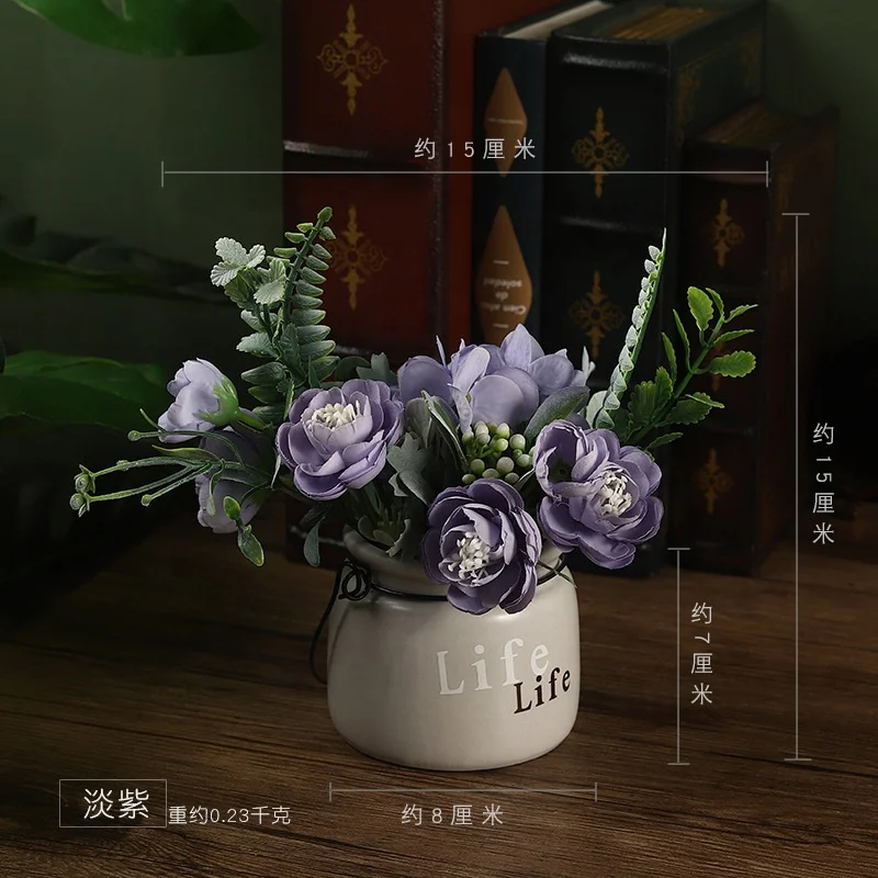 wholesale high quality silk flower pots artificial home house decoration ceramic flowerpot vase