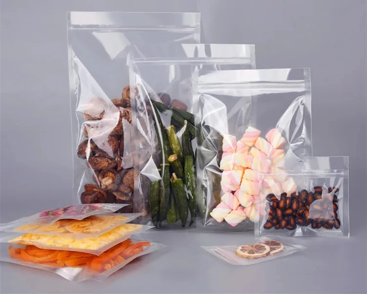 1Pack = 100Pcs In Stock 11*17Cm Clear Plastic Flat Heat Seal/3 Side Seal Poly Bags/Pouches With Zipper For Food Storage