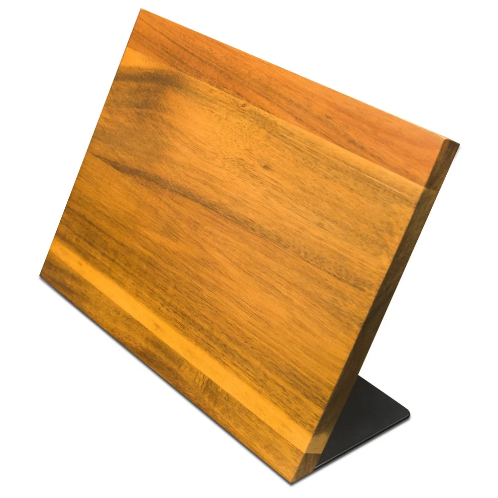 Factory selling  magnetic acacia wood knife block with stainless steel bottom