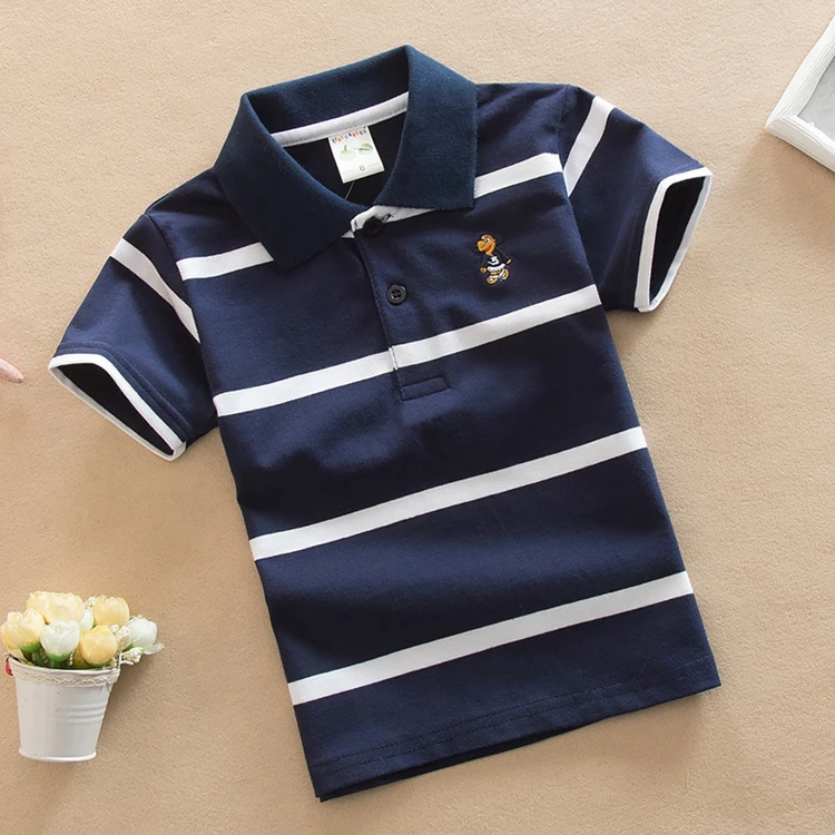 Wholesale 20 Color Choice Boys T-shirts Polo Cotton Kids Baby T-shirts Stripe School Uniform Polo T-shirt For Kids