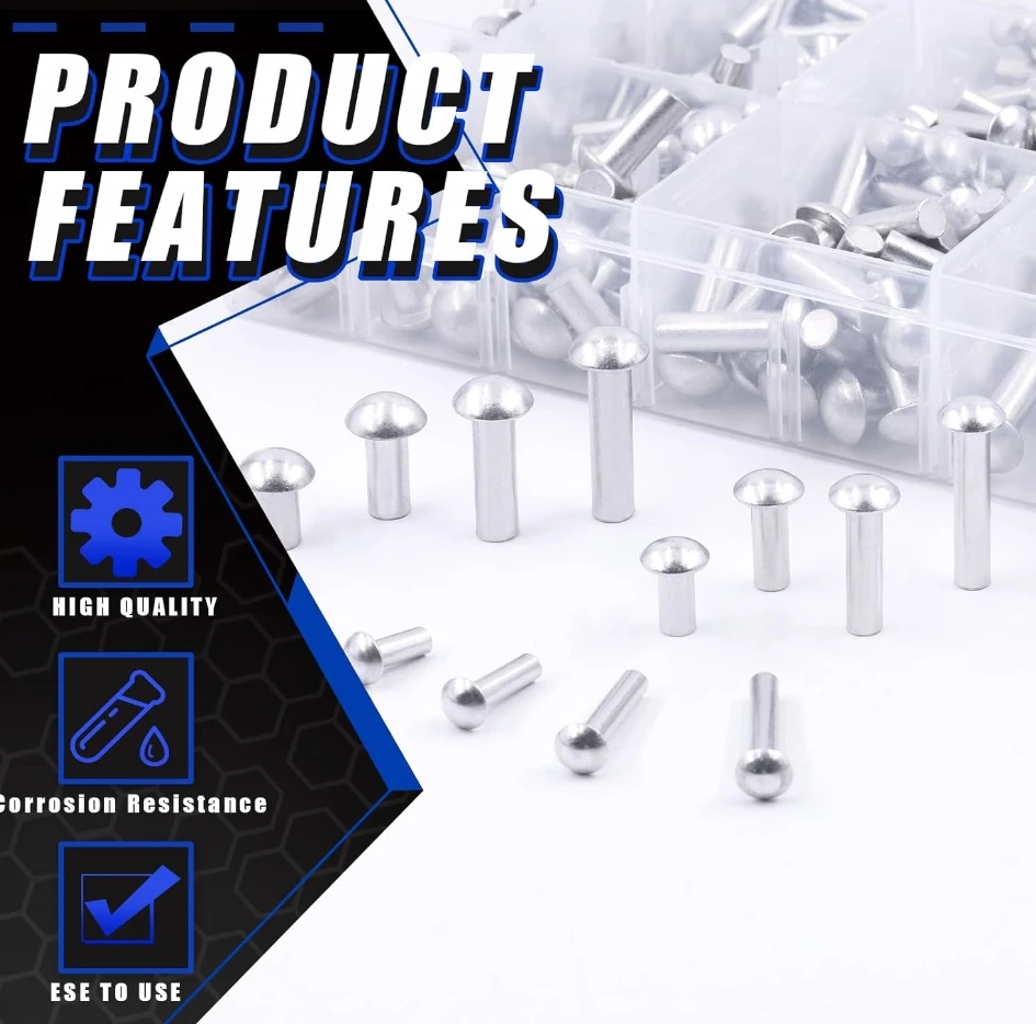 Stainless Steel A193 A914 B8 A453 A286 Round Thin Mushroom Csk Flat Countersunk Head Solid Metal Steel Tubular Custom Rivet