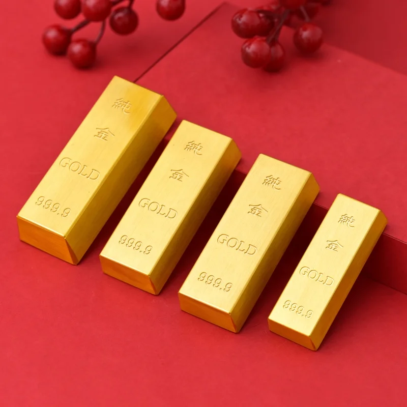 Wholesale Brass Simulation 999 Gold Bar Metal Handicraft Gifts Solid Props Gold Plated Bullion Copper Gold Bar