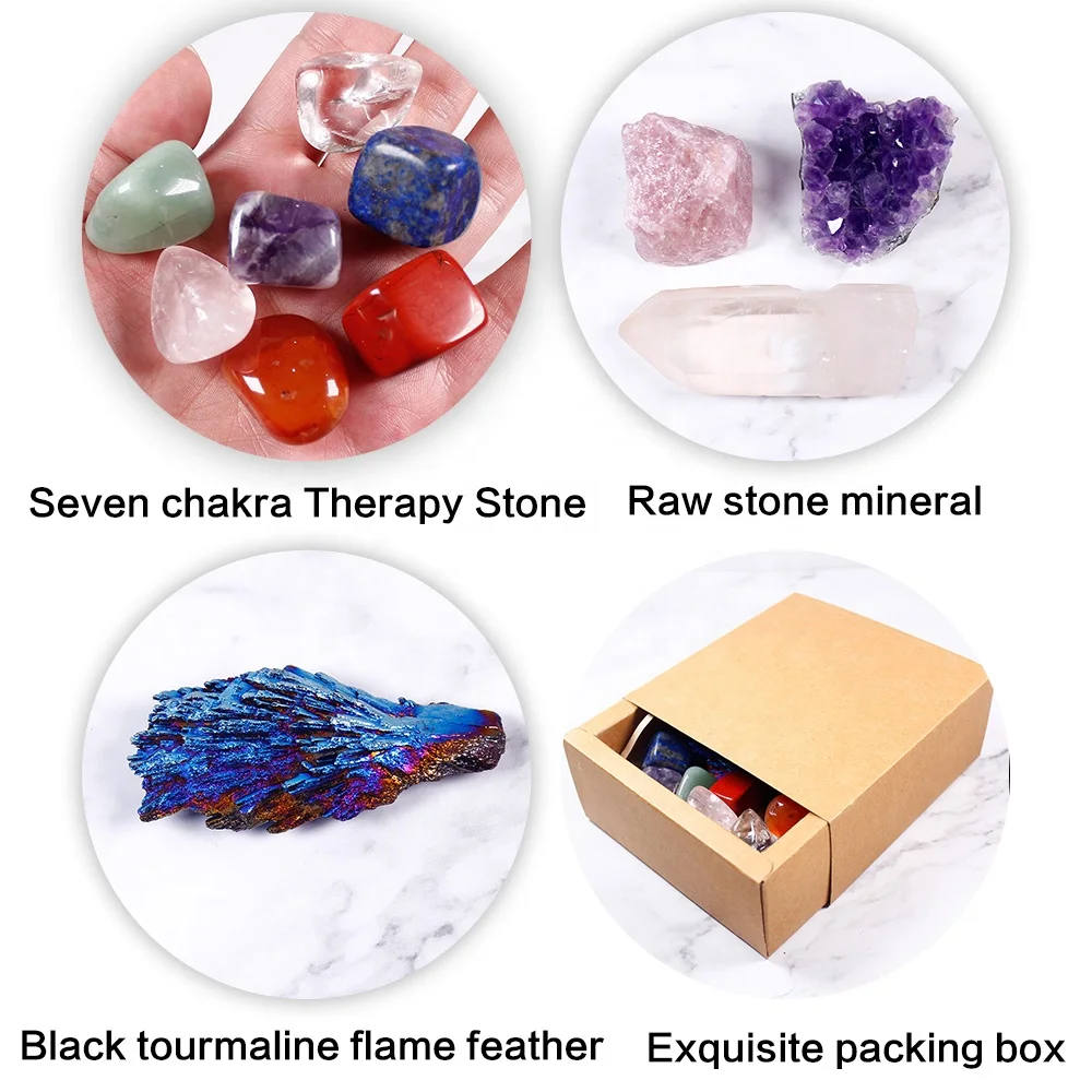 wholesale natural Mineral specimens Chakras stone Gift box crystals healing stones