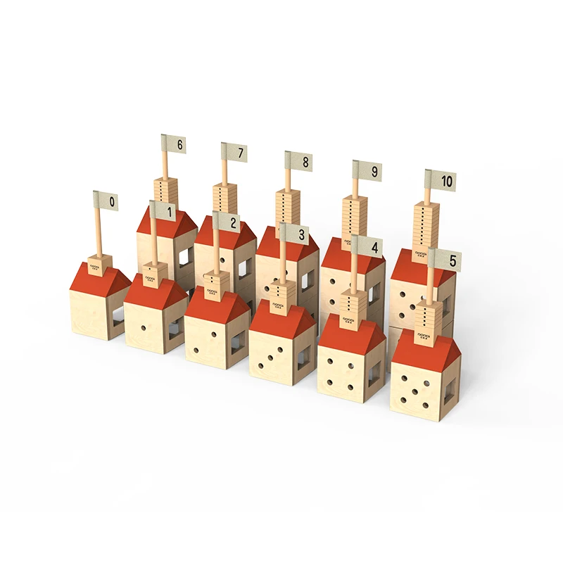 2024 Unisex Wooden STEM Science & Engineering Toys Mathematic Building Blocks House Set