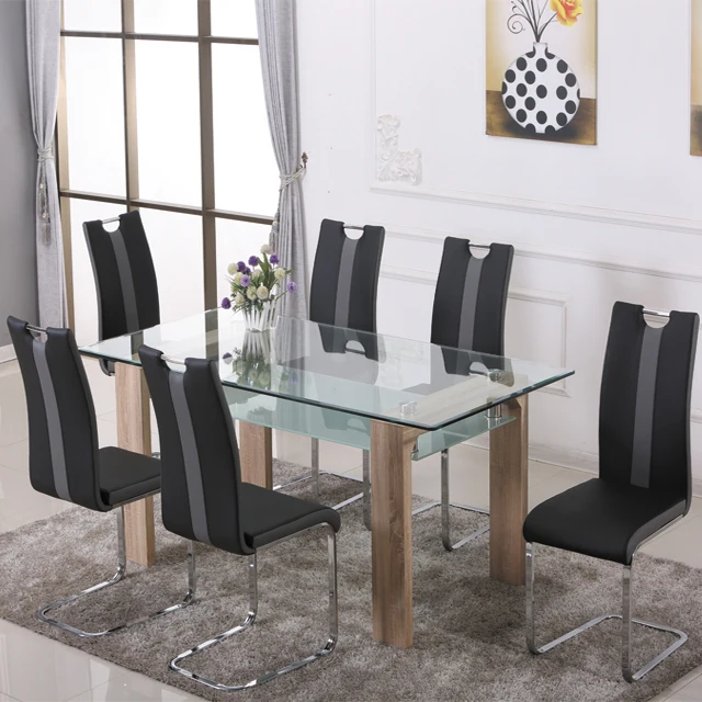 
Modern Design Home Furniture Tempered Glass Dining Table and Chairs High Quality Dining Room Set 
