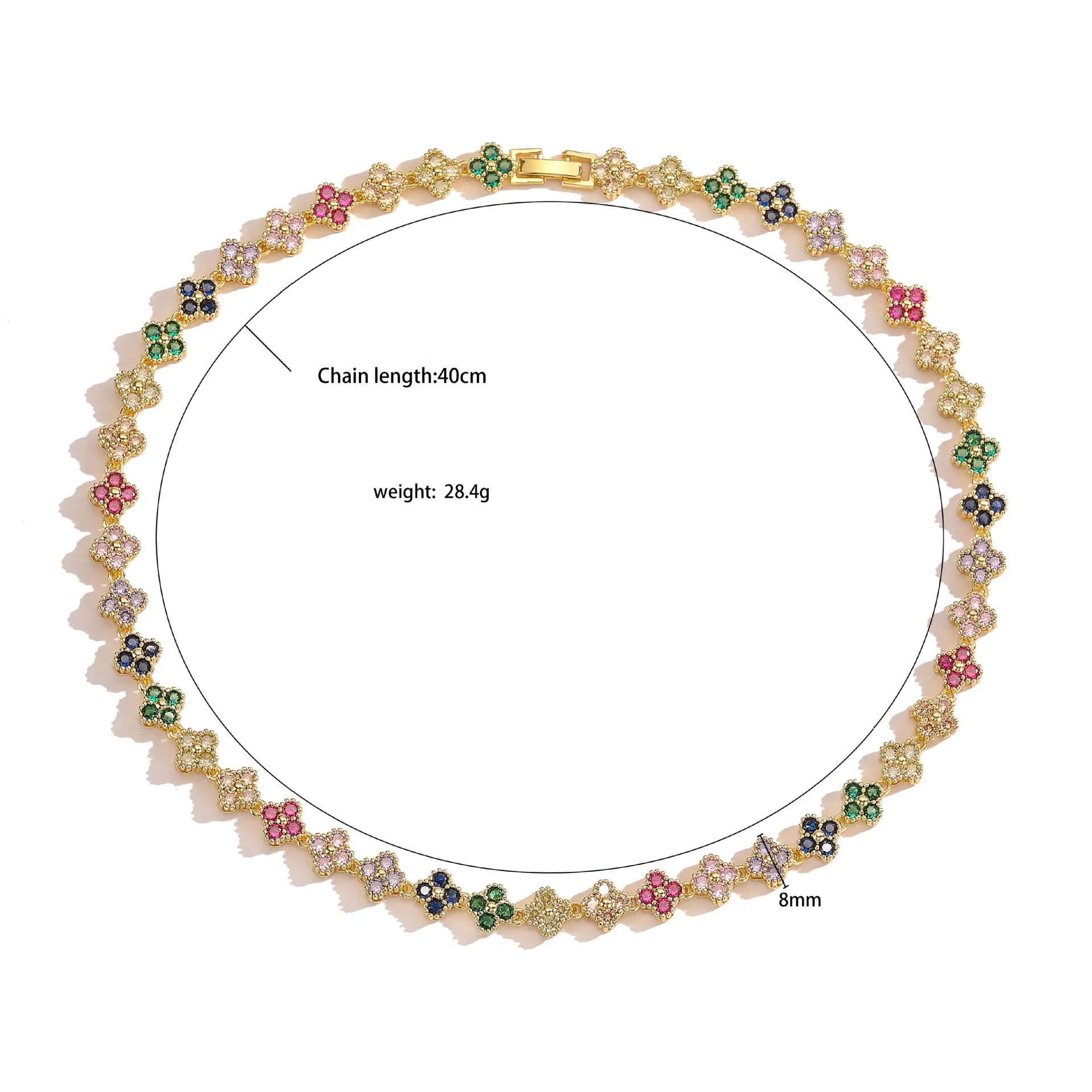 Fashion Luxury Sweet Bracelet Necklace Jewelry Set Copper Plated 18k Gold Inlaid Diamond Clover Jewelry Set