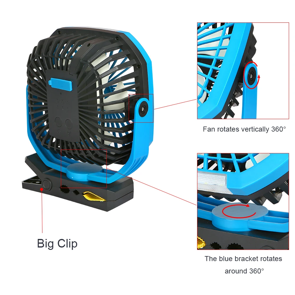 Multifunctional Rechargeable lithium battery portable outdoor camping tent clips fanlight  5V fan