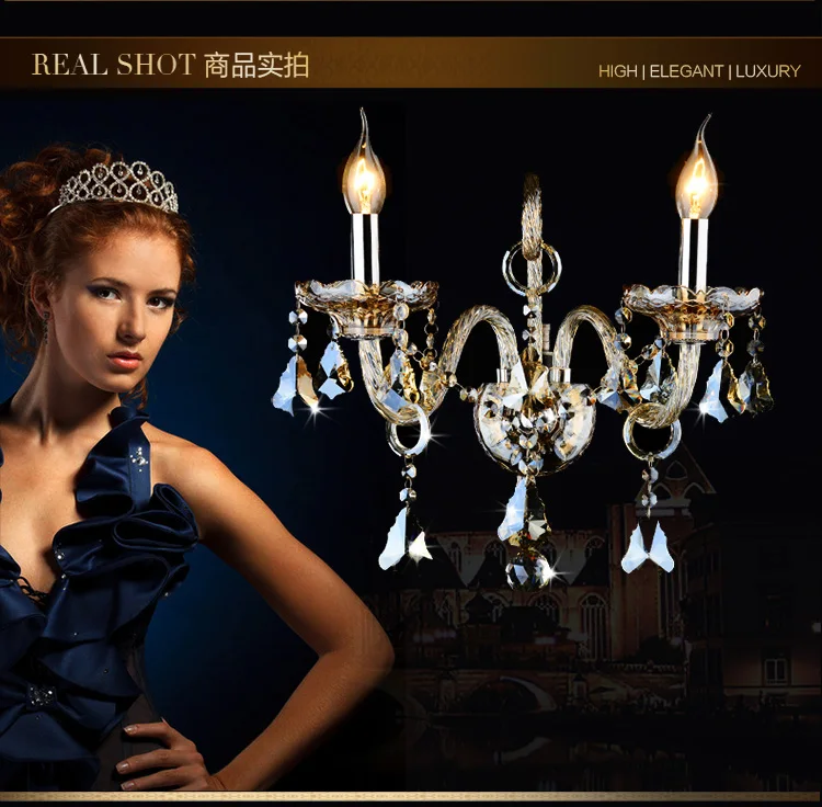 Newly design modern indoor decorative luxury room crystal wall light