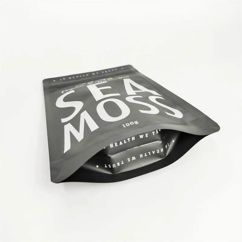 Factory custom print mylar  packaging stand up zipper bag for sea moss pouch