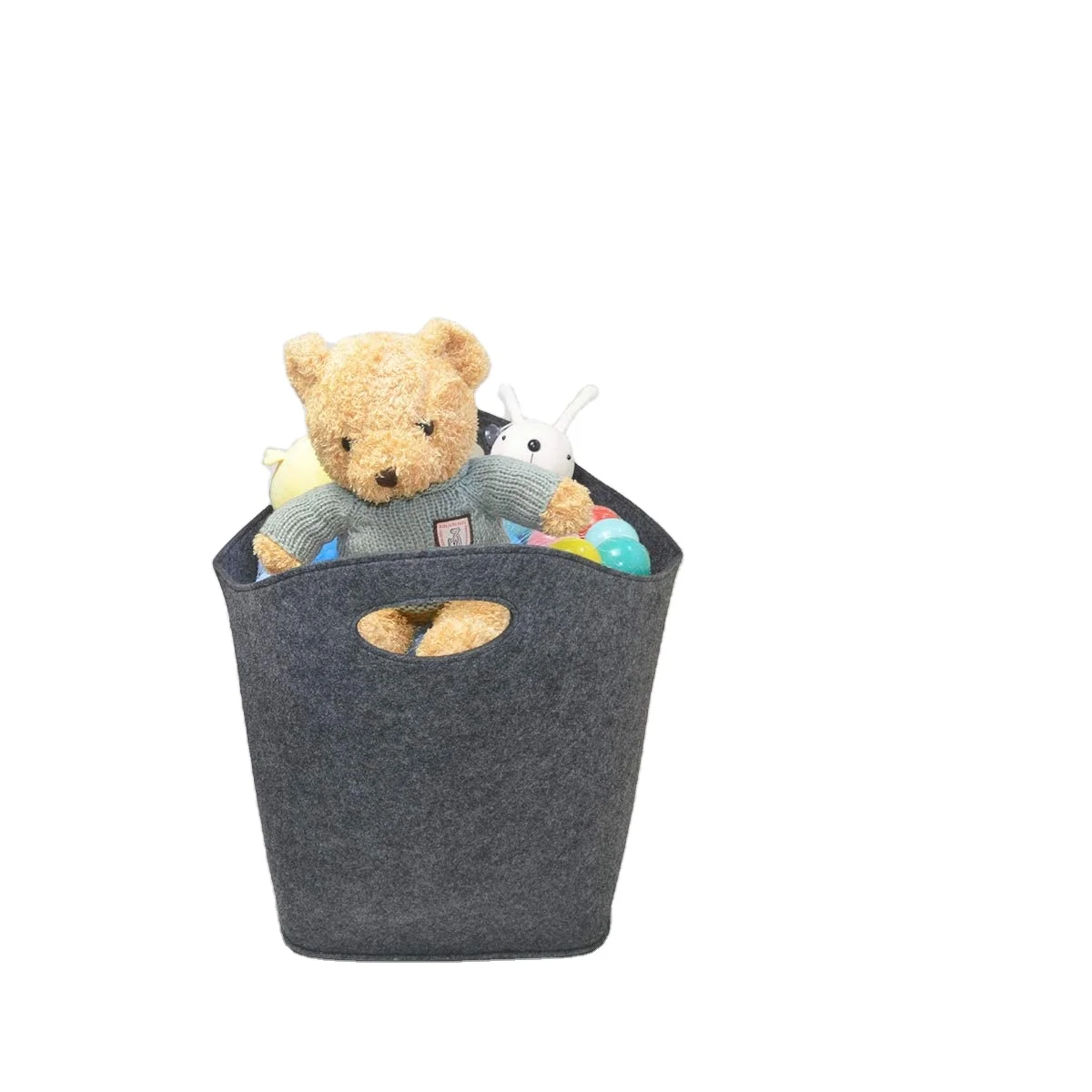 2023 Latest Design Eco-Friendly Wool Felt Storage Fabric Heavy-Duty Firewood Basket Foldable Functional Home Carton Box