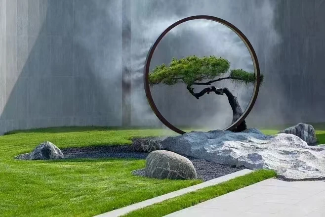 Outdoor Garden Modern Large Stainless Steel Art Circle Mirror Finishing Water Feature Fountain Sculpture