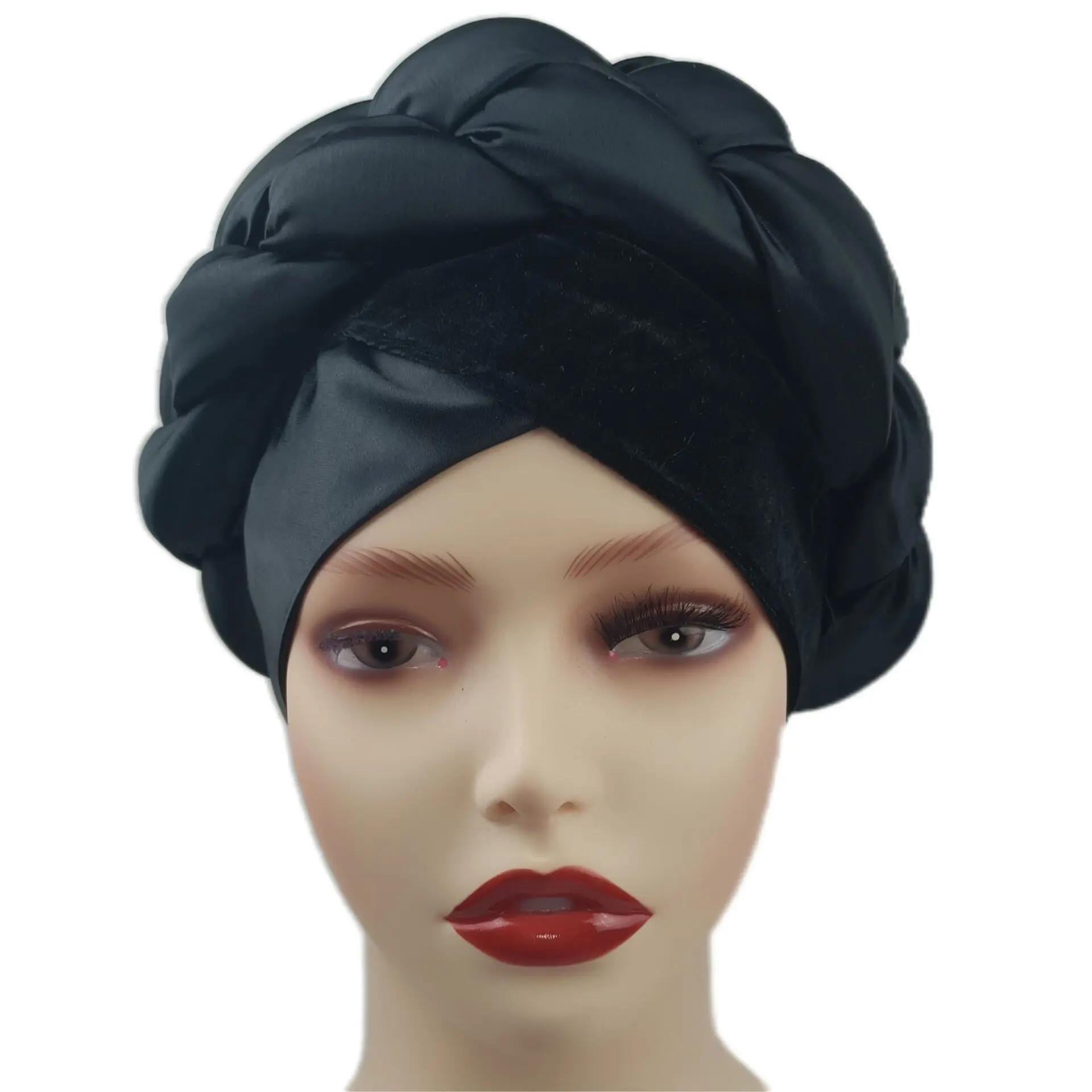 New Africa Satin Fabric Auto Gele Headties Nigerian Muslim Wedding Braided Turban Hat For Women