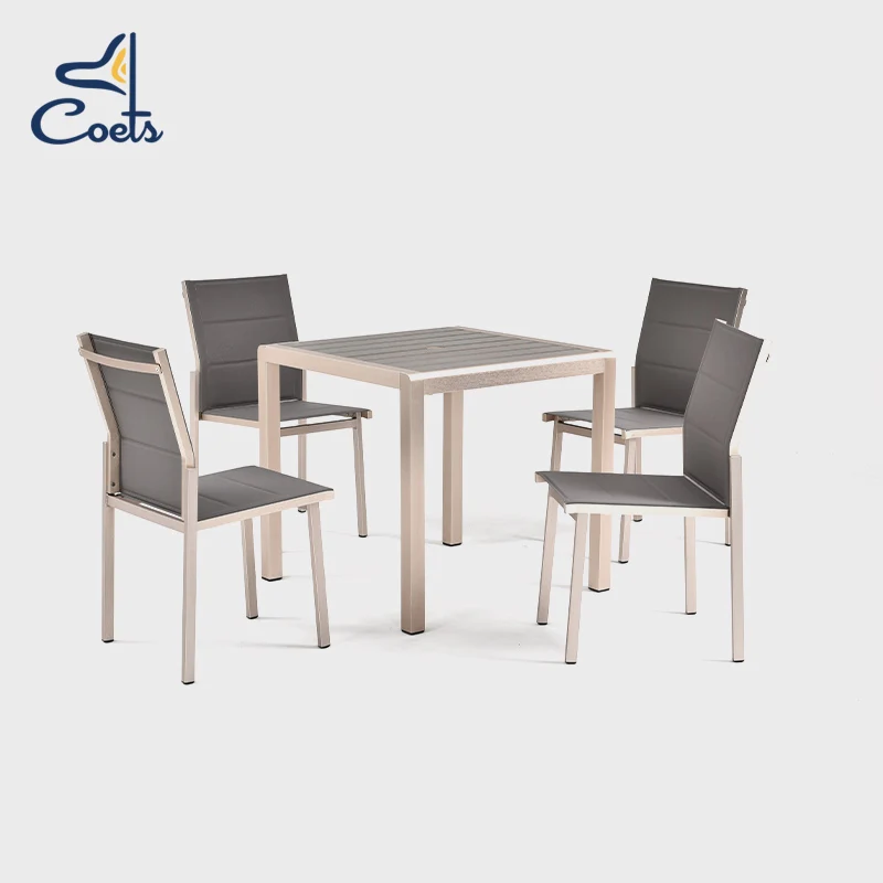 High Quality Patio restaurant furniture outdoor tables and chairs set cafe alu table garden metal dining tables and chairs