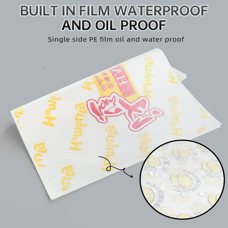 Custom Oil Proof Paper Wrapping Greaseproof Shawarma Food Grade Coating Paper