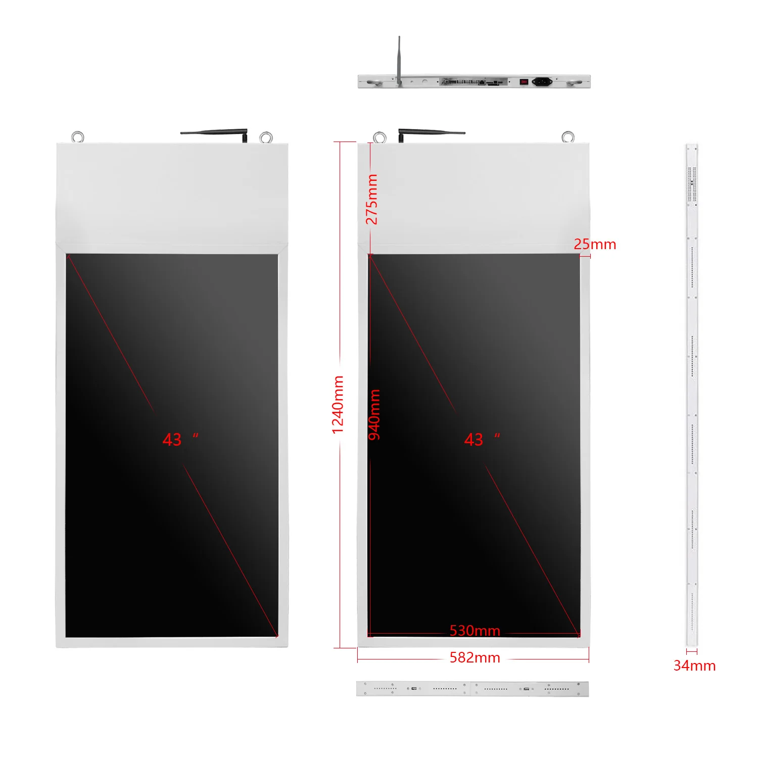 Aiyos Double Sided Hanging Digital Display 43 55inch digital display ad wifi menu holder power bank