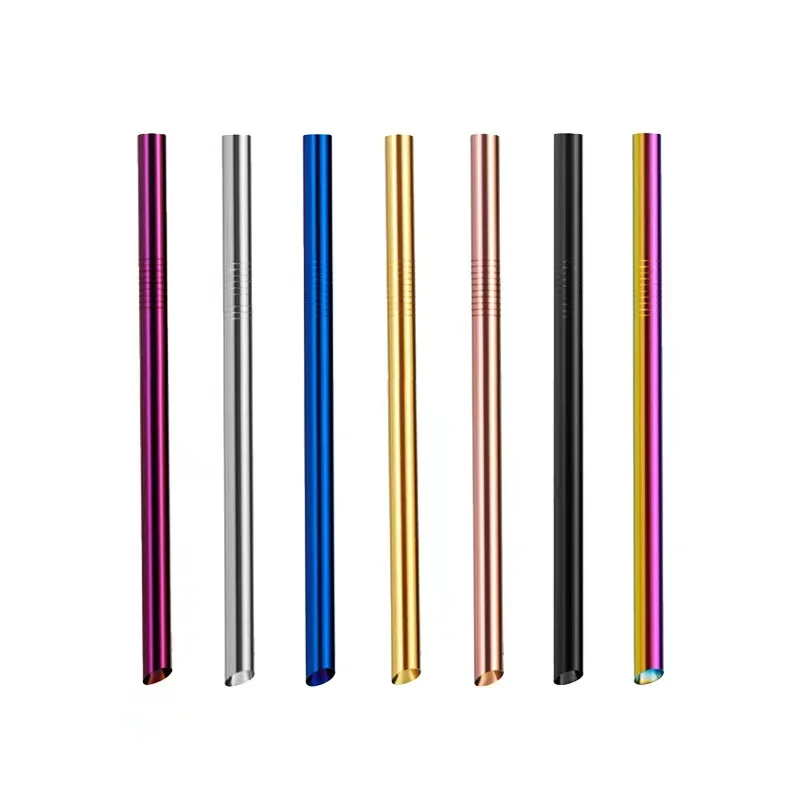 Factory Wholesale Reusable Straw 18/10 Stainless Steel Metal Bubble Tea Straw Colored Straw