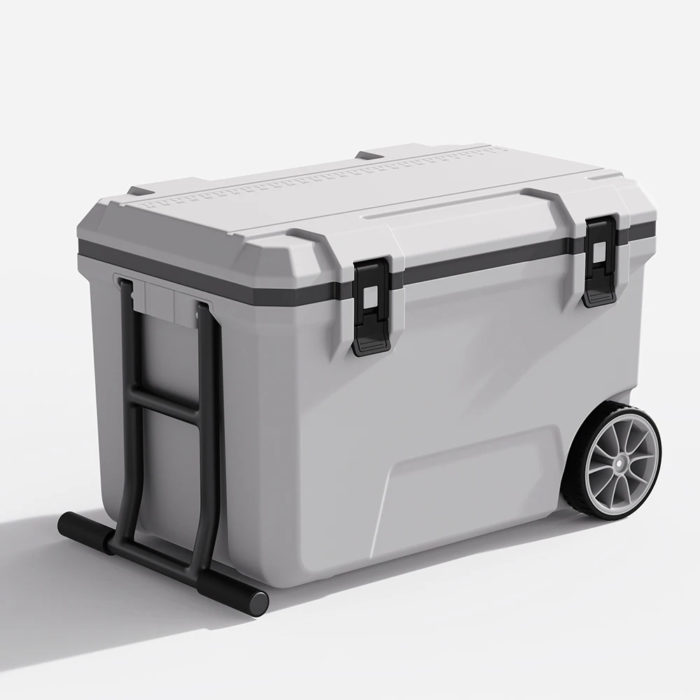 50L Wheeled Cooler Large Capacity Mobile Cooler Camping Picnic Lunch Box Food Storage Hard Cooler Box