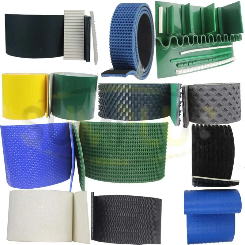 Custom PVC pattern convayor belt White blue green black Rough Top rubber conveyor belt price 3 buyers
