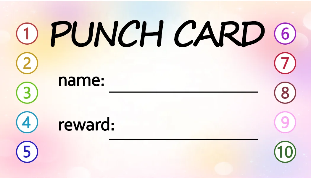 Punch Cards Incentive Loyalty Reward Card Student Name Tags for Business Classroom Behavior Students Teachers Thank You Card