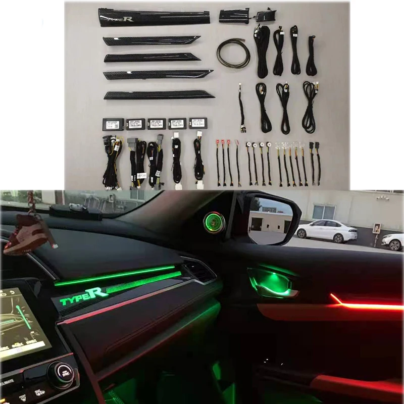 Carbon Fiber Interior Trim Atmosphere Light LED Streamer Lights LED Lamp For Honda Civic
