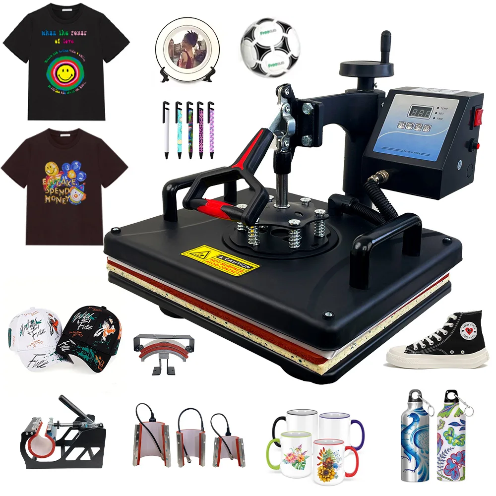 QUAFF 15 in 1 Combo Machine for T-shirt Cap Mug Cup Tumbler Pen Plate Ball Shoes Garment Heat Press Machines Sublimation Machine