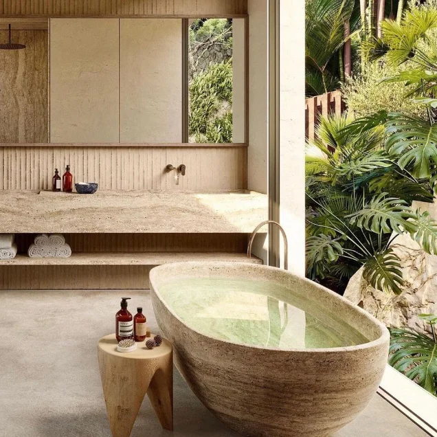 Factory Price Travertine Bath Tubs Luxury Travertine Marble Bathroom Tub for Decoration