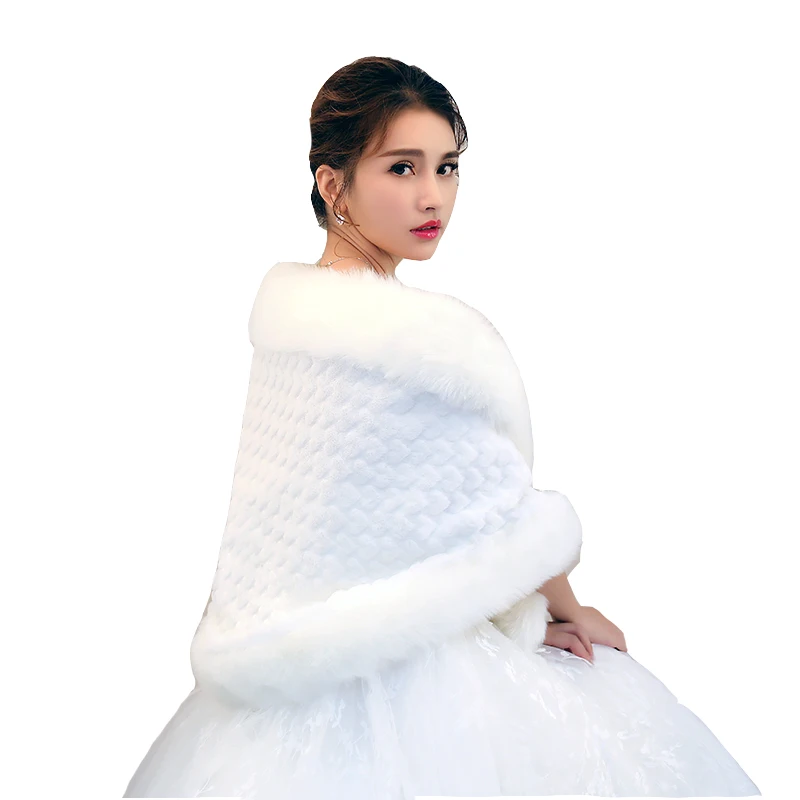 
Wholesale new fluffy plush collar shawl faux rabbit fur heart-shaped bride big shawl 
