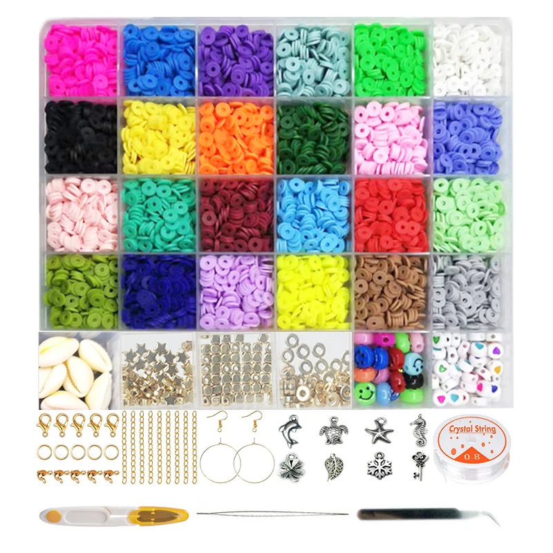 Flat Round Alphabet Letter bead 6mm polymer clay beads jewelry making kit HEISHI beads for DIY Jewelry making bracelet