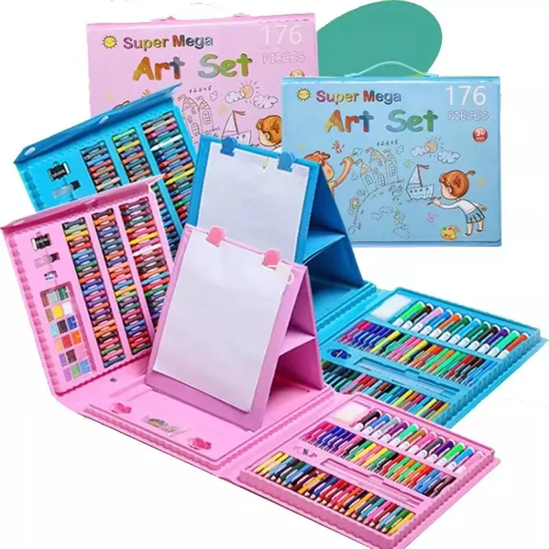 school art set 176/208Pieces Painting Drawing Deluxe Kids Art Set   student drawing set with crayon