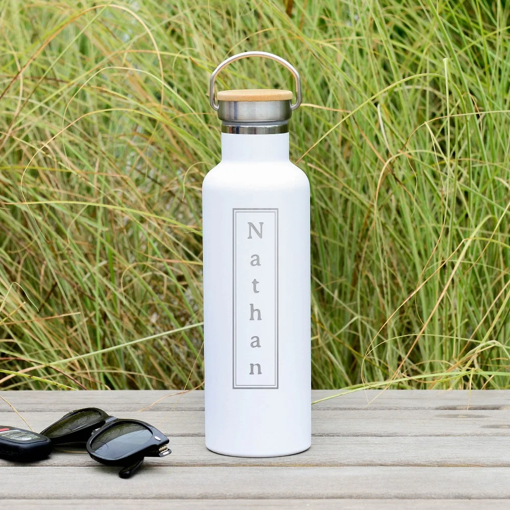 Personalized Stainless Steel Water Bottle bamboo lid steel metal lid sports bottle ,thermos bottle with bamboo cover 500ml