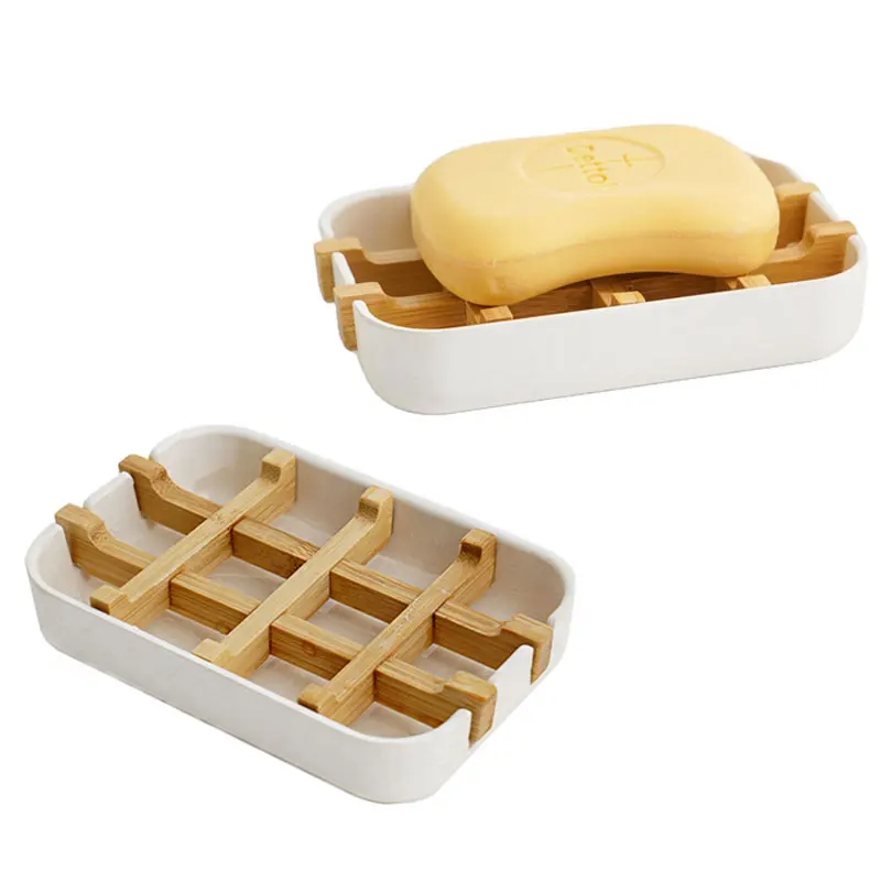 Бамбуковая деревянная мыльница с отверстием для ванной комнаты, держатель для мыла, коробка для сухой и легкой очистки