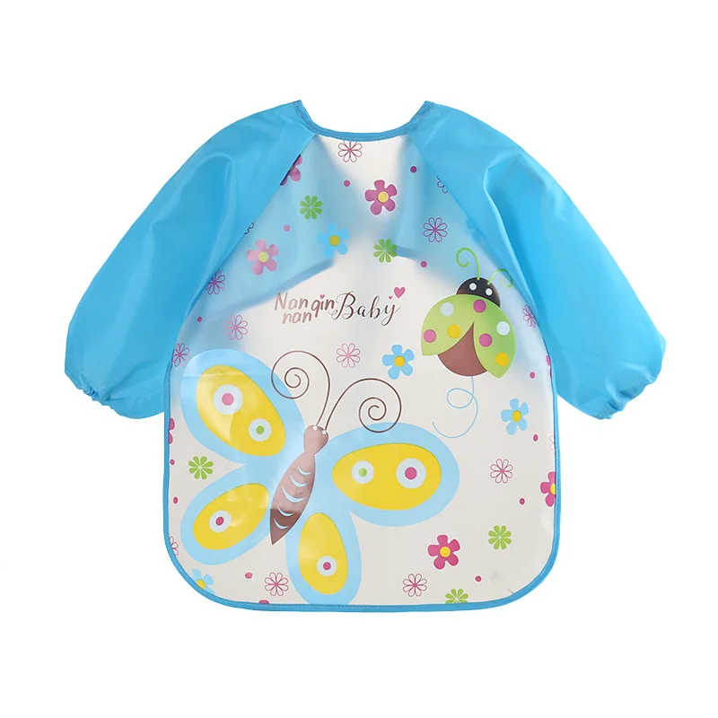 new arrival golden supplier baby apron sleeved bib waterproof feeding long sleeves apron wipeable PEVA baby bib wholesale