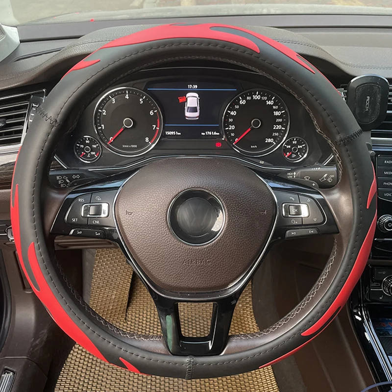 Universal Colorful PVC Car Steering Wheel Cover Anti-skid Durable 15 Inch