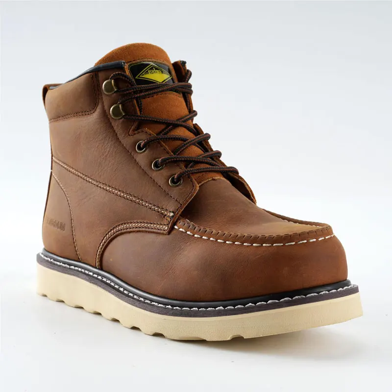 Composite Toe Nu buck Leather good year welted rubber sole Heavy Duty Industrial Construction Work Boots s1p safety shoes