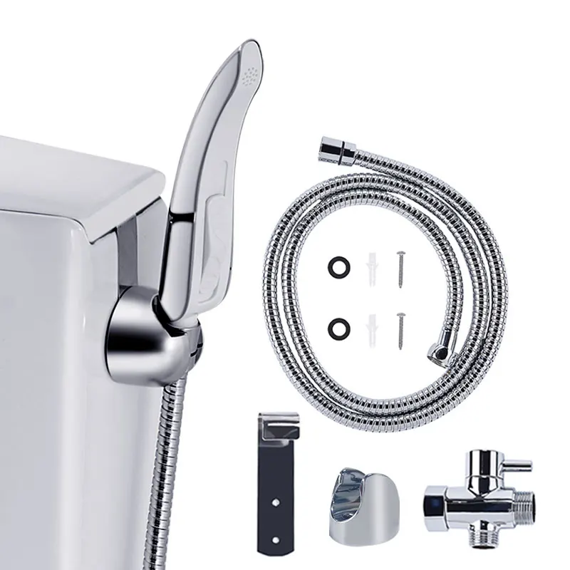 Hot Selling Muslim Silver ABS Plastic High Pressure Spray Hand Shattaf Toilet Bidet Sprayer for Bathroom