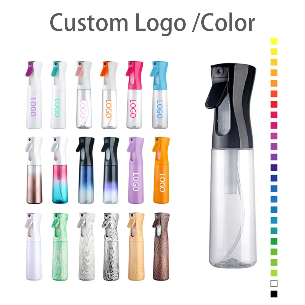 10oz mist hair private label empty reusable sanitizer colored specialty continuous spray bottle with refill logo handle