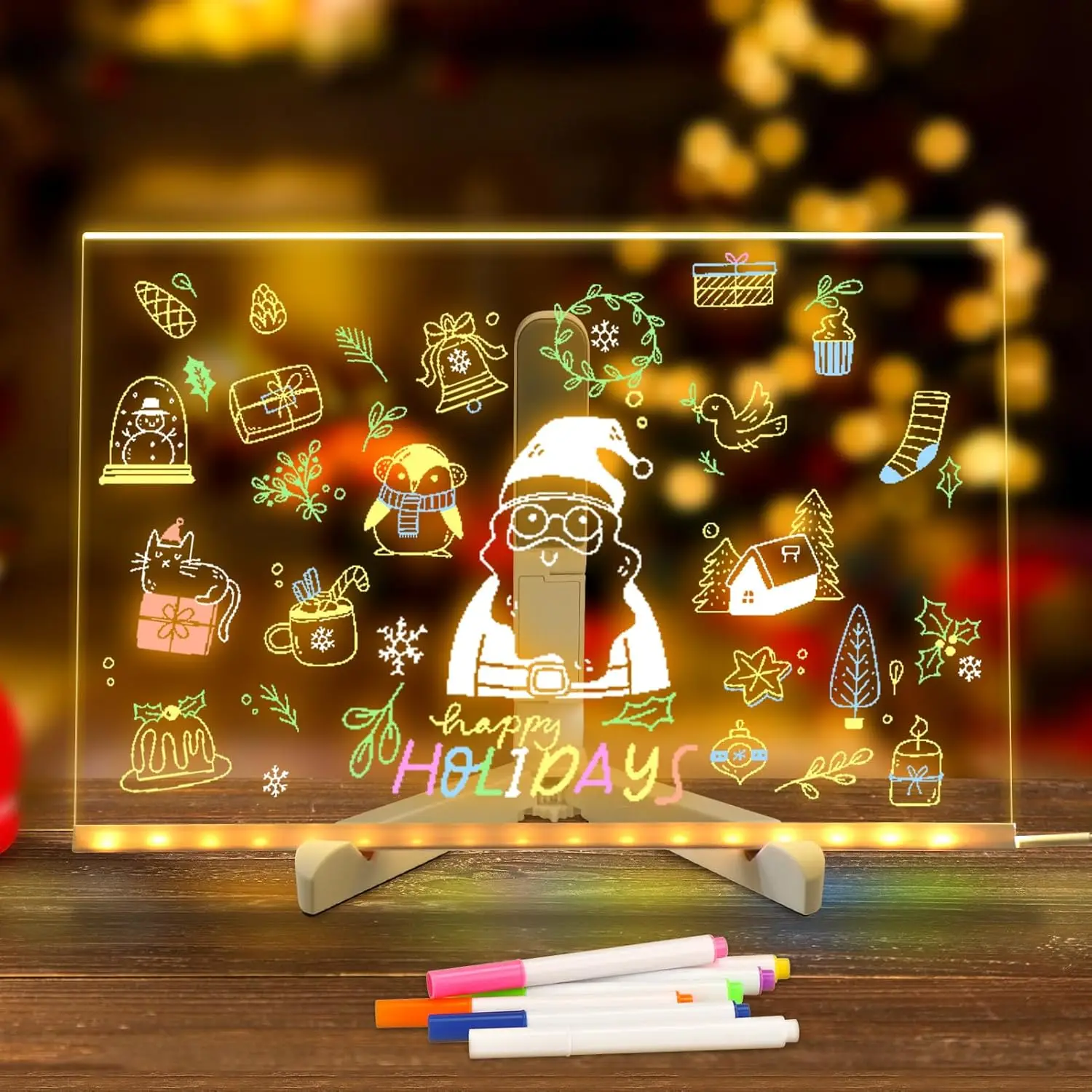 Acrylic Dry Erase Board with Light Up, Light Up Board as a Gift Glow Memo Letter Message Note Board, DIY Painted for Desk