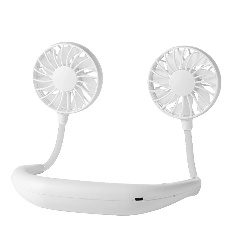 Hands Free Portable  Neck Fan Hanging Rechargeable Mini Sports Fan 3-Speed Adjustable Neck Dual Fan Home Office