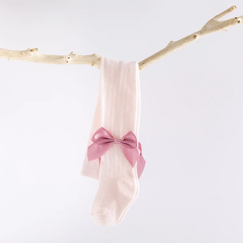 Fancy Summer Color Hollow Mesh Breathable Big Bow-knot Little Girl Elegant Soft Tights Pantyhose