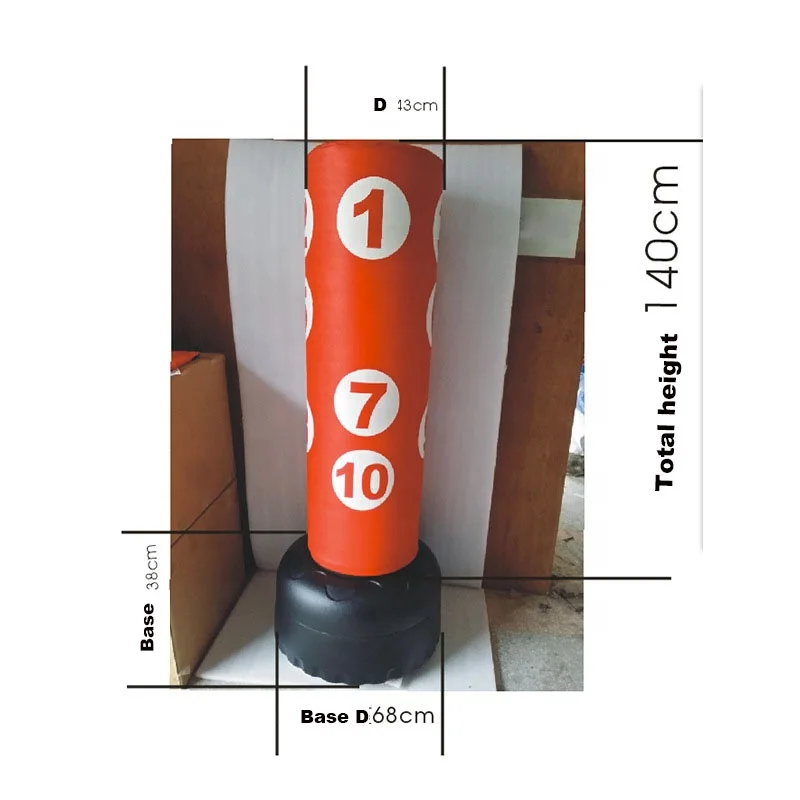 Customized Free Standing Boxing Target Punch Bag Heavy Duty Kick Martial Arts Bags Carton Faux Leather Punching Bags 10 Pcs EPE