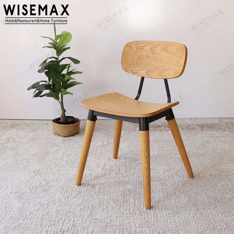 WISEMAX Modern Nordic Designer Copine Chair Metal Restaurant Cafe Shop Bent Canteen Plywood Seat for Dining Applications