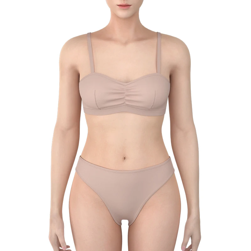 Custom Design Colors Bikini Top Panties Set Women High Cut Beachwear Sheer Wireless Sexy Swimsuit