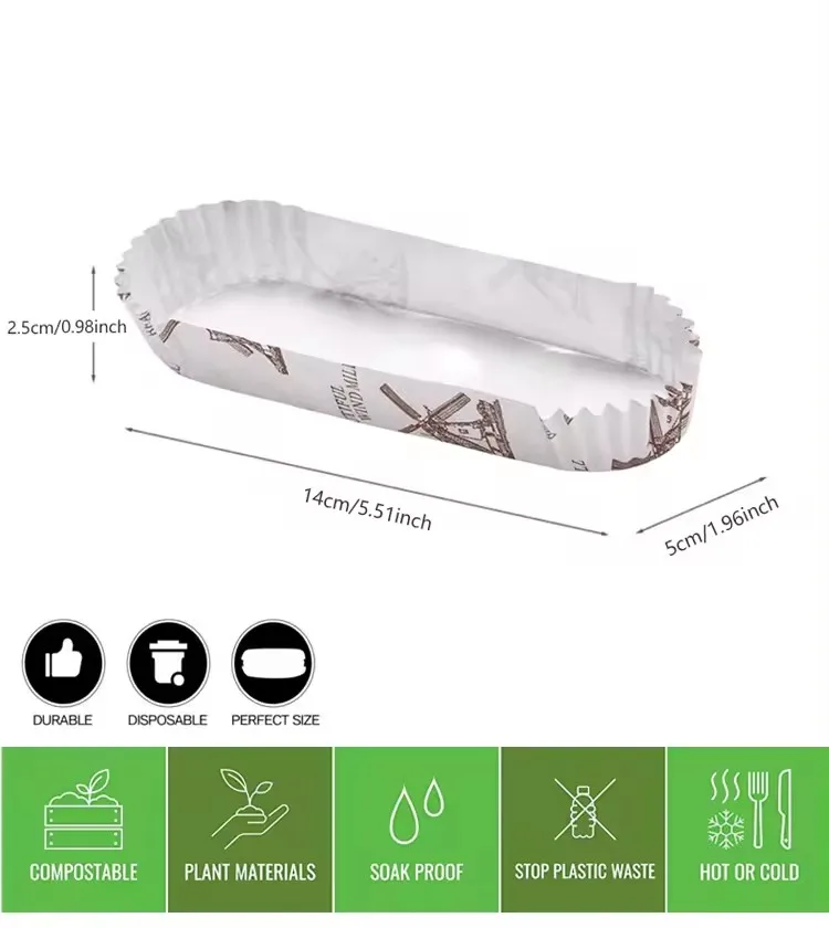 Одноразовая прямоугольная бумага с покрытием tray-200Pcs в форме лодки для выпечки домашних животных бумажные стаканчики подкладка торта инструменты