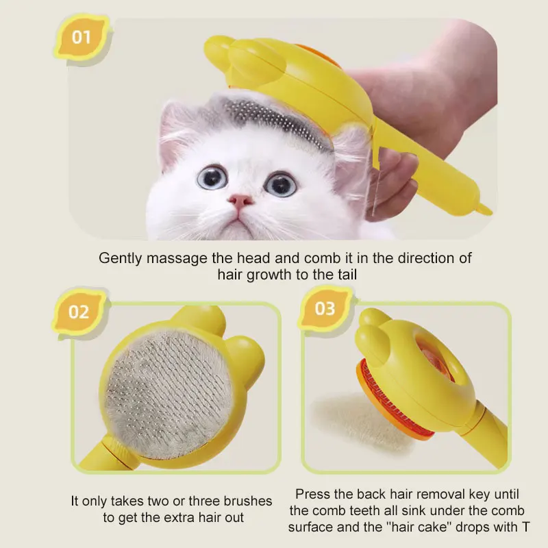 Pet hair removal brush pet beauty comb cat self-cleaning slippers cat hair removal device cleaning and massage brush