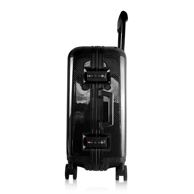 military level hard case carbon fiber suitcase carry on luggage bag for travel