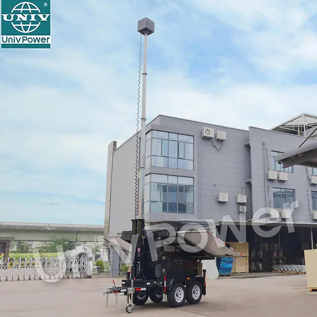 HD Portable Solar Trailer for Surveillance LED Light Source and DC Power Supply Mobile Light Towers
