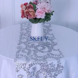 RU022A Ready to ship Hot sale Gorgeous new 2020 Angela Wedding wedding table decoration floral rose gold sequin table runner