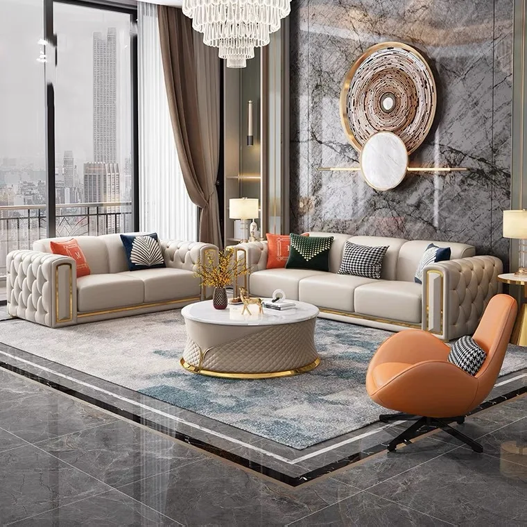 Luxury Contemporary Living Room Sofa Set Modern Chesterfield Couches Stylish Sofas for Home Villa Furniture