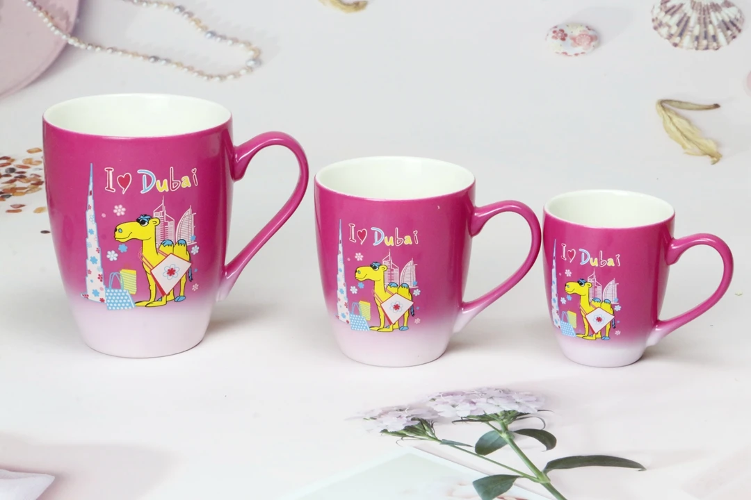 Set of Four New Design High-Quality Dubai Blue, Green Purple Porcelain Drum Coffee Cups Premium Customizable Ceramic Mugs